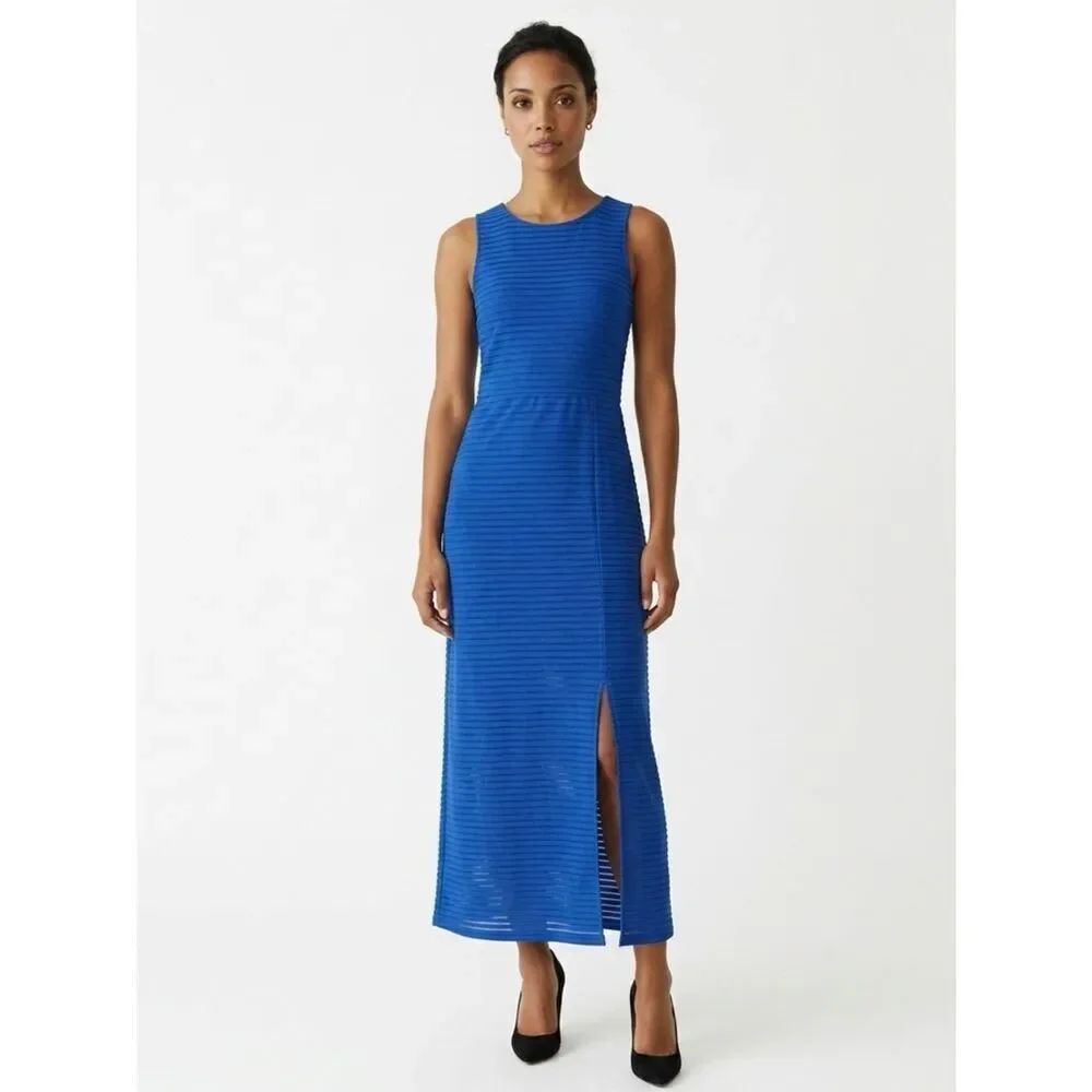 Aqua royal blue maxi dress body con.
